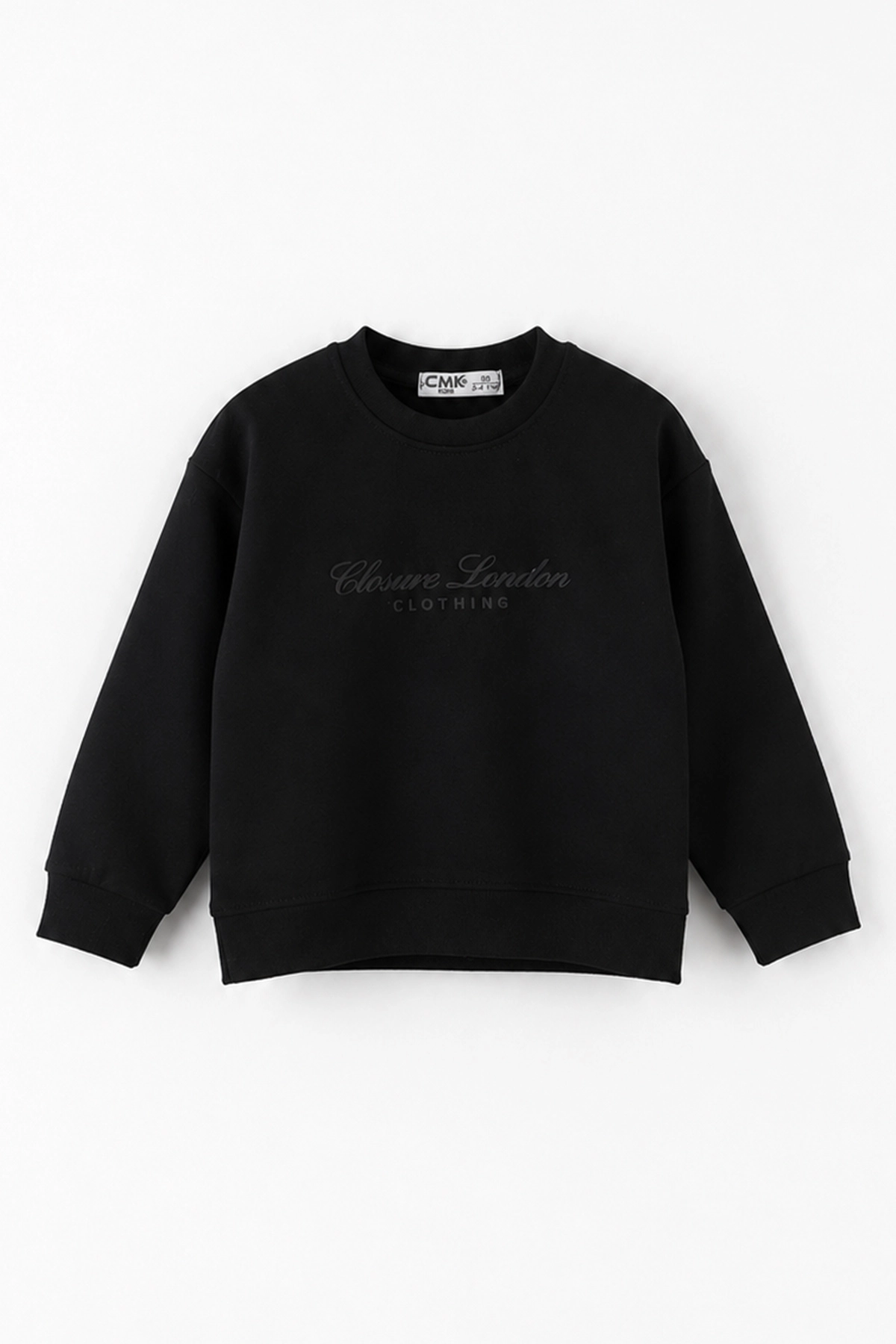 Siyah (3-12 Yaş) Yazı Nakışlı Erkek Çocuk Sweatshirt 473814