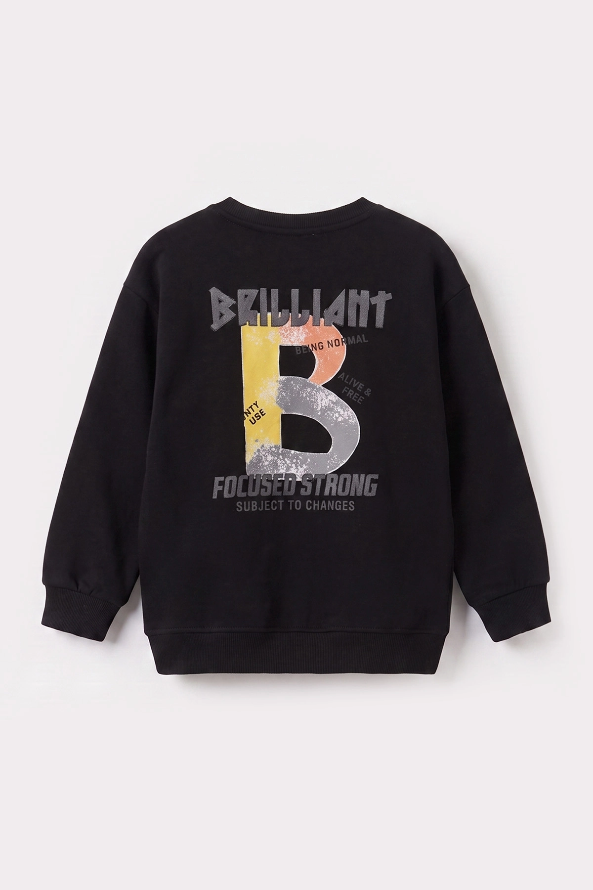 Siyah (3-12 Yaş)Baskılı 2 İp Erkek Çocuk Sweatshirt 484119
