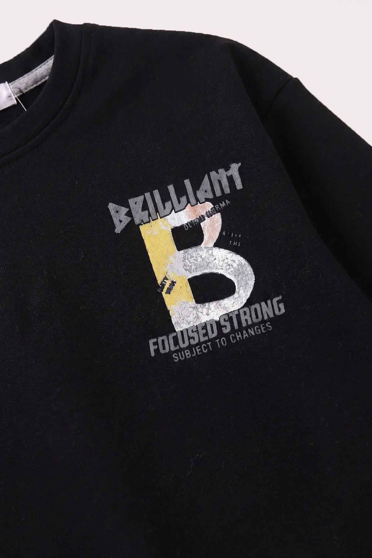 Siyah (3-12 Yaş)Baskılı 2 İp Erkek Çocuk Sweatshirt 484119