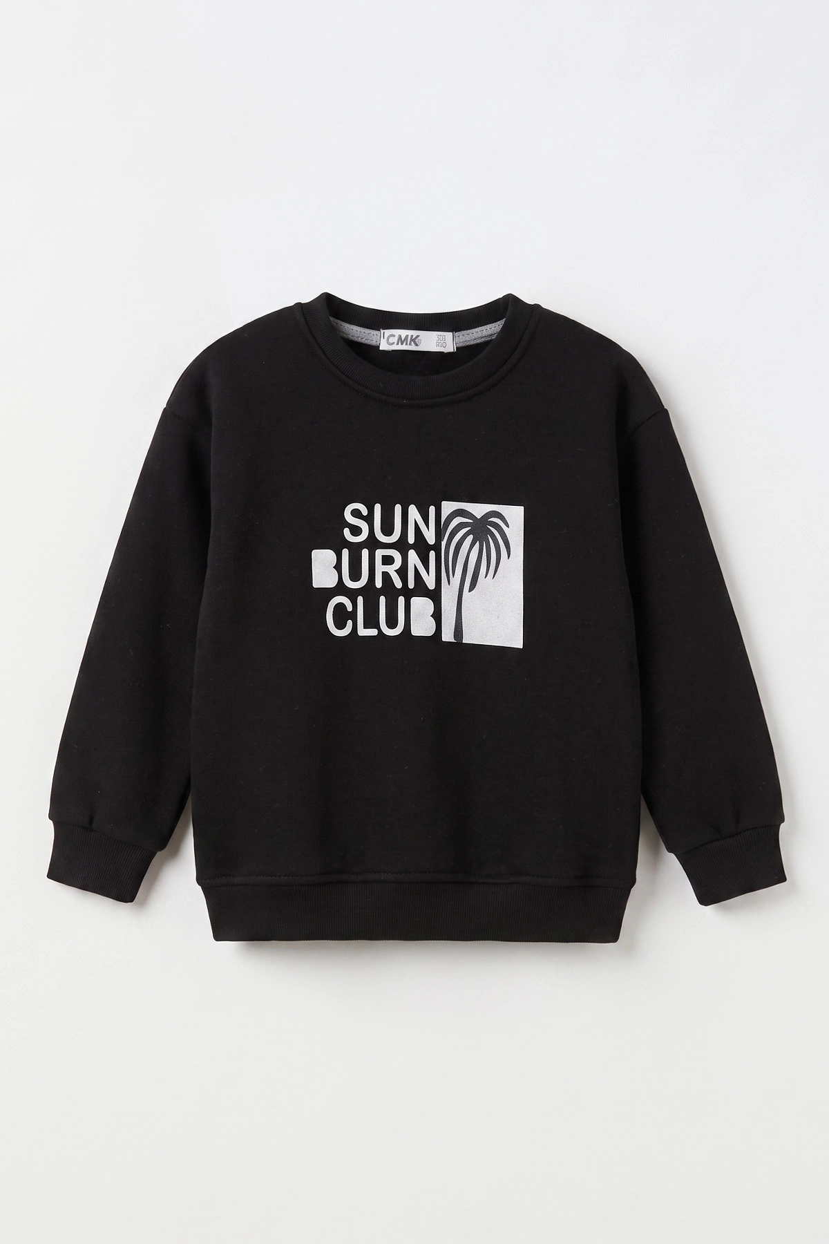 Siyah (3-12 Yaş)Palmiye Baskılı 3 İp Şardonlu Erkek Çocuk Sweatshirt 484126