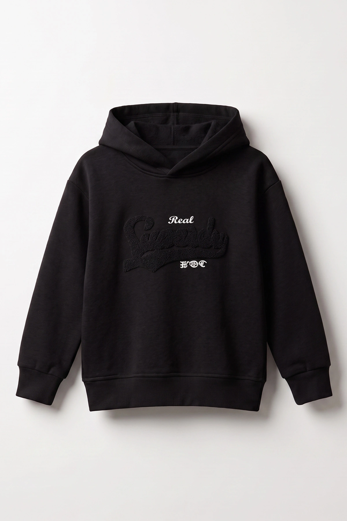 Siyah (3-12 Yaş)Süzene  Superday Nakışlı  ve Kapüşonlu 3 İp Şardonlu Erkek Çocuk Sweatshirt 478636