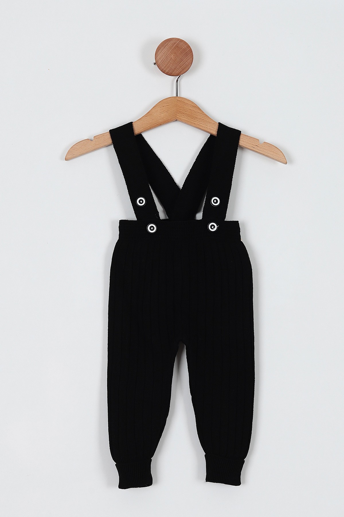 Siyah (3-24 Ay) Askılı Fitilli Duble Paça Erkek Bebe Alt 197690