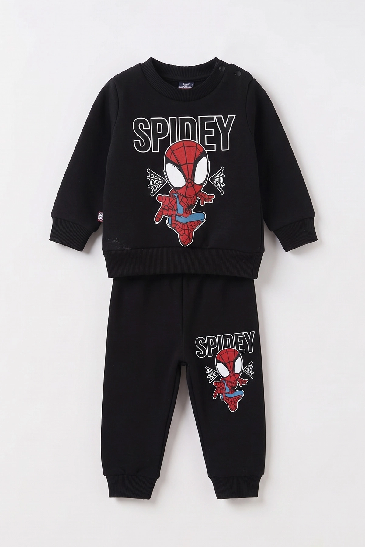 Siyah (3-24 Ay) Spidey Baskılı 3 İp Şardonlu Erkek Bebek Kışlık Takım 497116