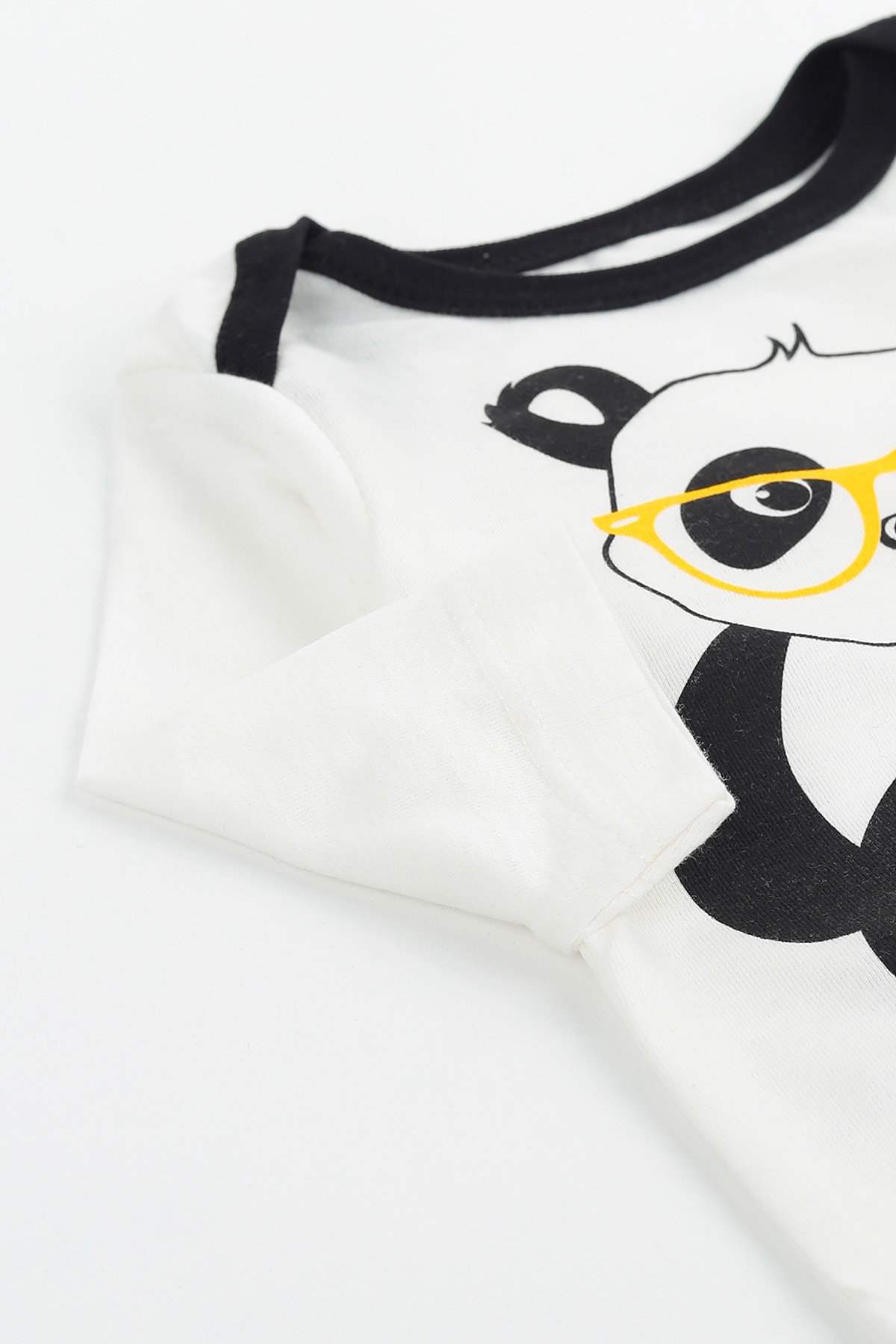 Siyah (3-6 Ay) Gözlüklü Panda Baskılı Çocuk Badili Takım 142009