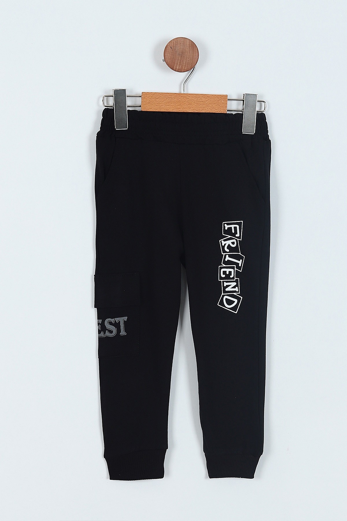 Siyah (3-6 Yaş) Best Baskılı Cepli iki İp Erkek çocuk Takım 216565