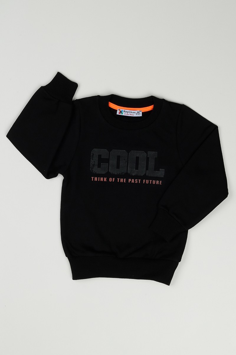 Siyah (3-6 Yaş) Cool Baskılı Erkek Çocuk Sweatshirt 88874