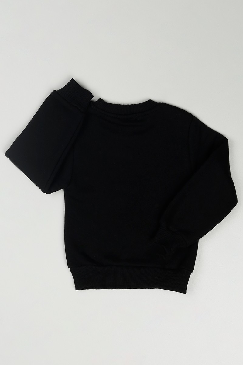 Siyah (3-7 Yaş) Good Baskılı Kız Çocuk Sweatshirt 84942