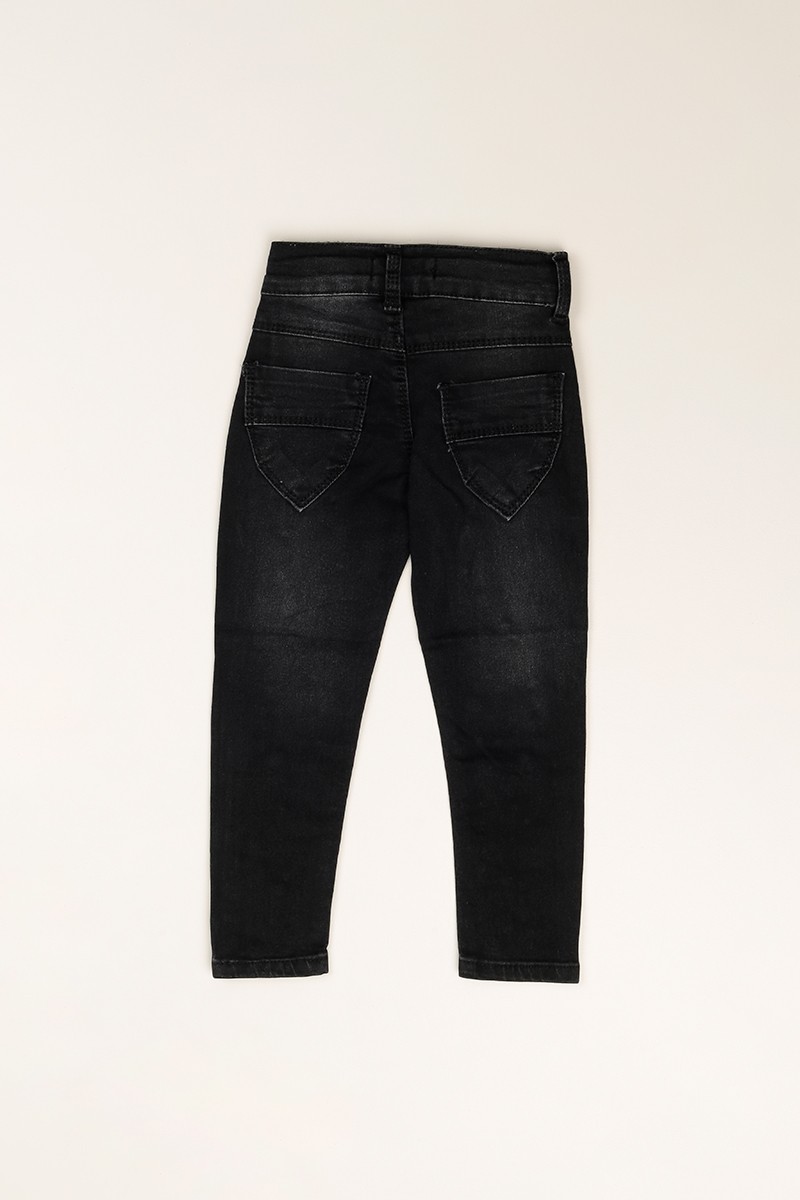 Siyah (3-7 Yaş) Taş Baskılı Kız Çocuk Kot Pantolon 82789