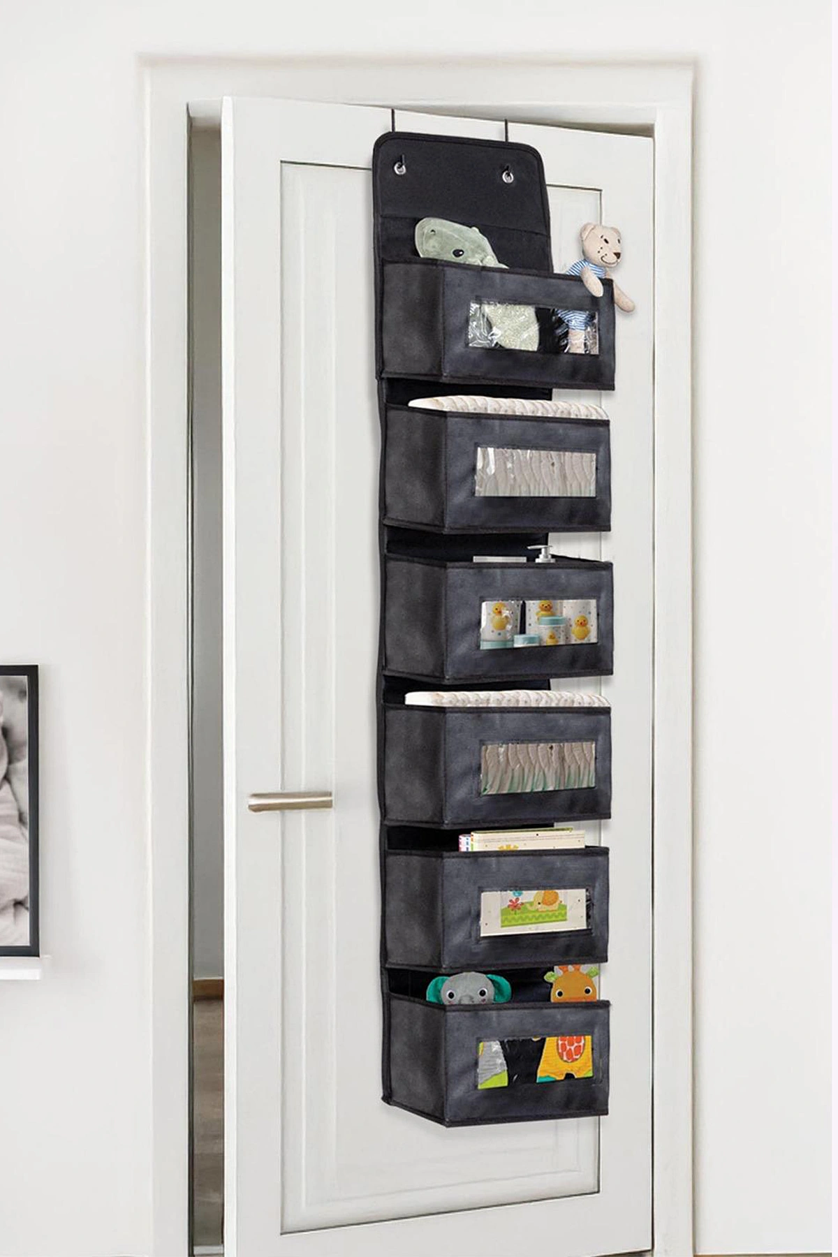 Siyah 30x12x128 Cm Kapı Arkası Asılır 6 Katlı Düzenleyici-Organizer 402326