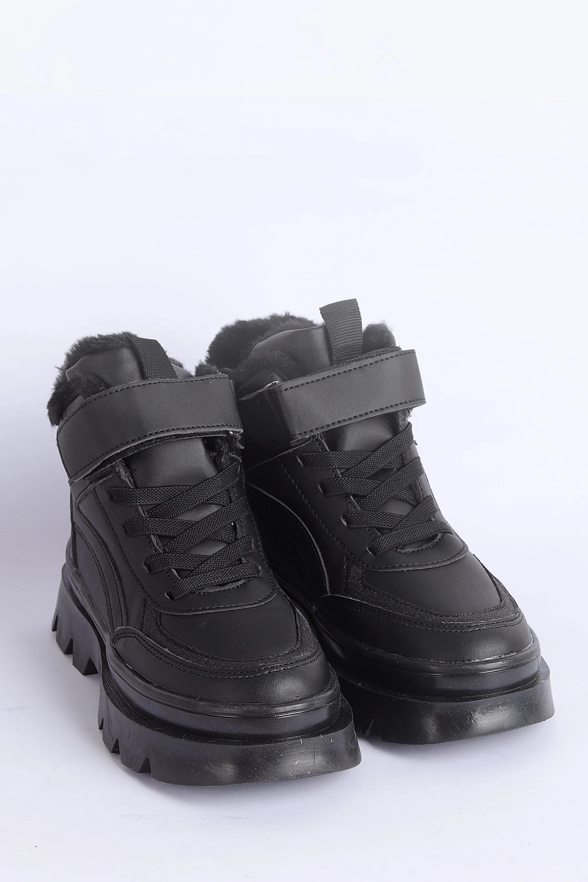Siyah (31-35 Filet)Cırtlı Bağcıklı İçi Kürklü Bilek Kız Çocuk Bot 316450