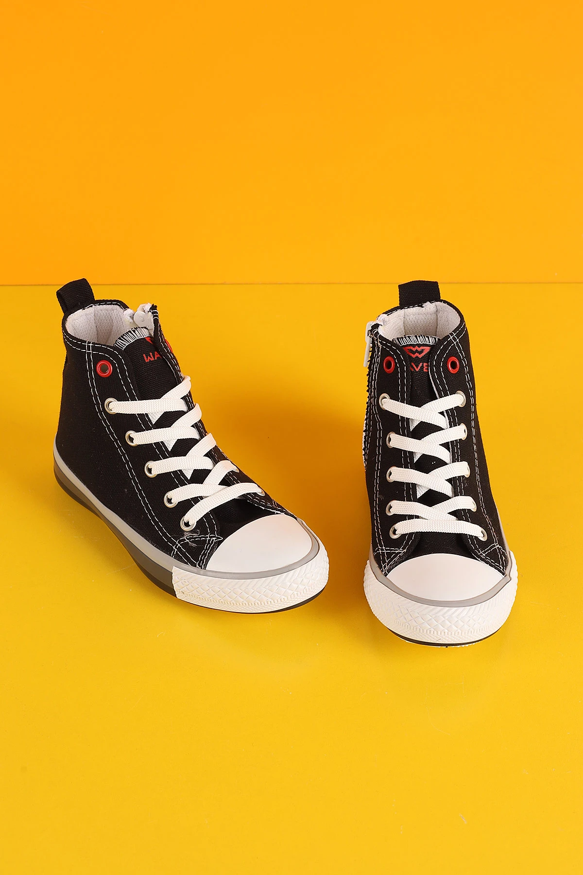 Siyah (31-35)Bilek Boy Bağcıklı Yandan Fermuarlı Çocuk Spor Ayakkabı 354247