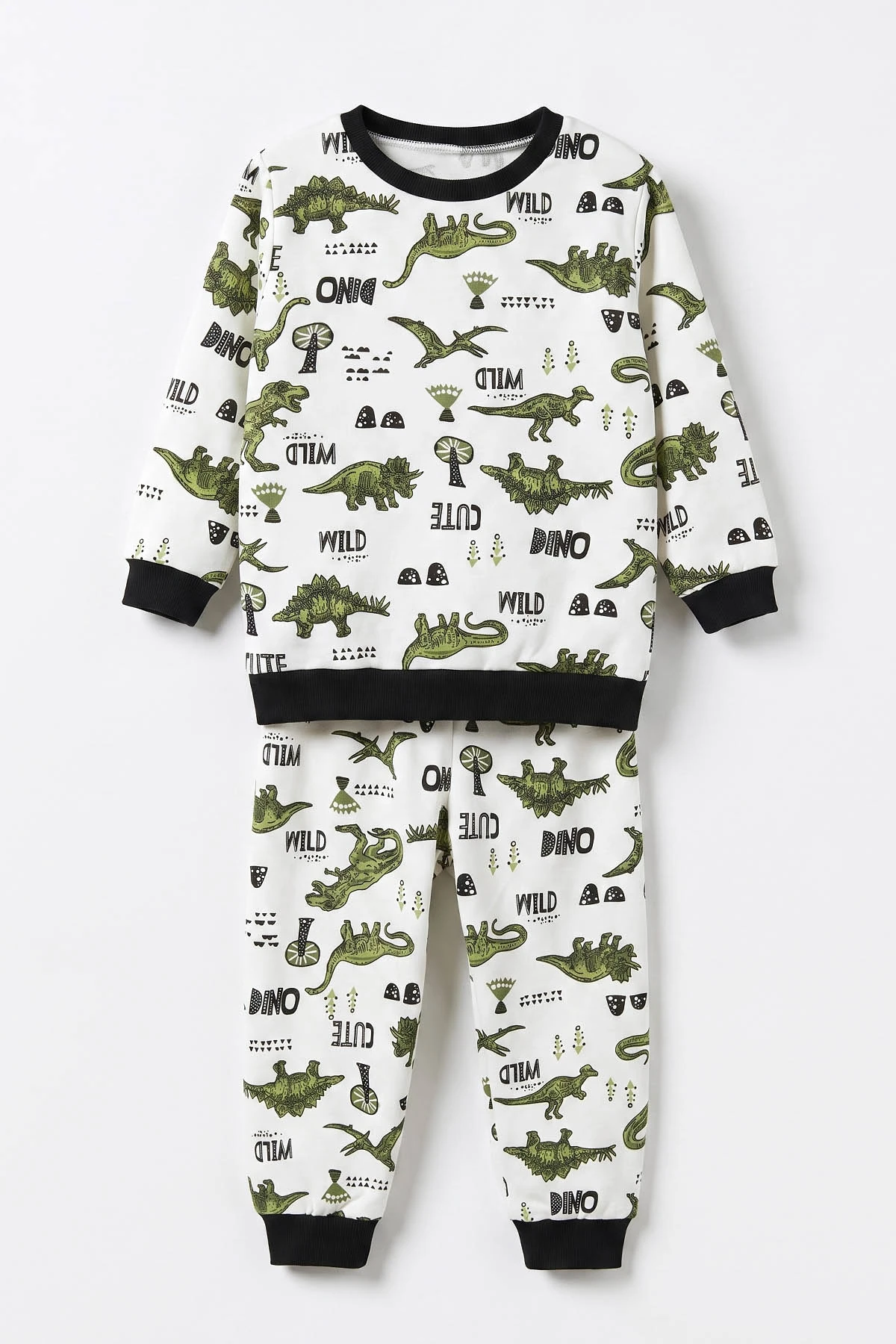 Siyah (4-10 Yaş) Desenli 2 İp Erkek Çocuk Pijama Takım 483335