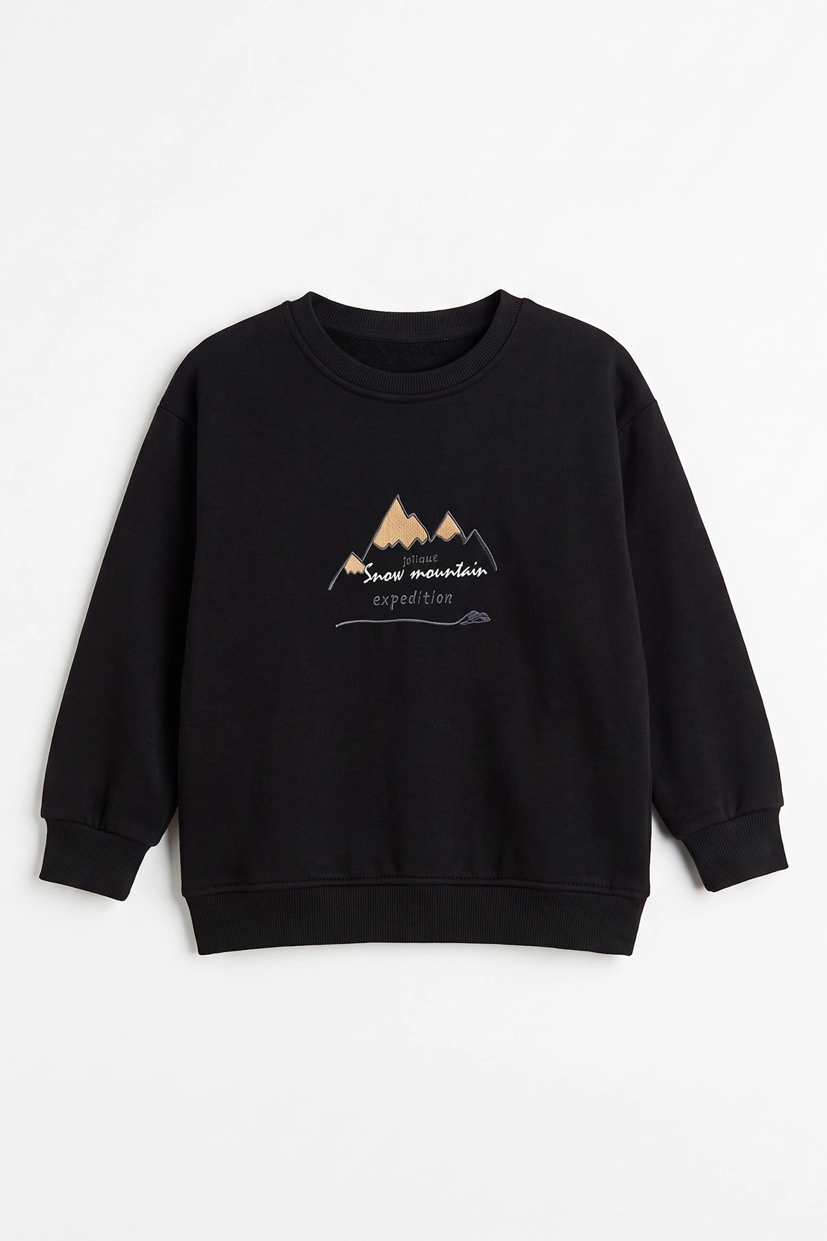 Siyah (4-12 Yaş) 3 İplik Şardonlu Erkek Çocuk Sweatshirt 495868