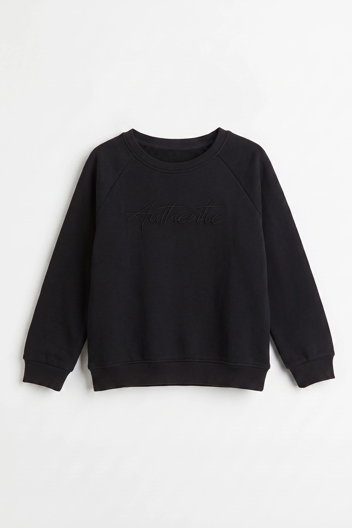 Siyah (4-12 Yaş ) Authentic Nakışlı 3 İp Şardonlu Erkek Çocuk Sweatshirt 486632