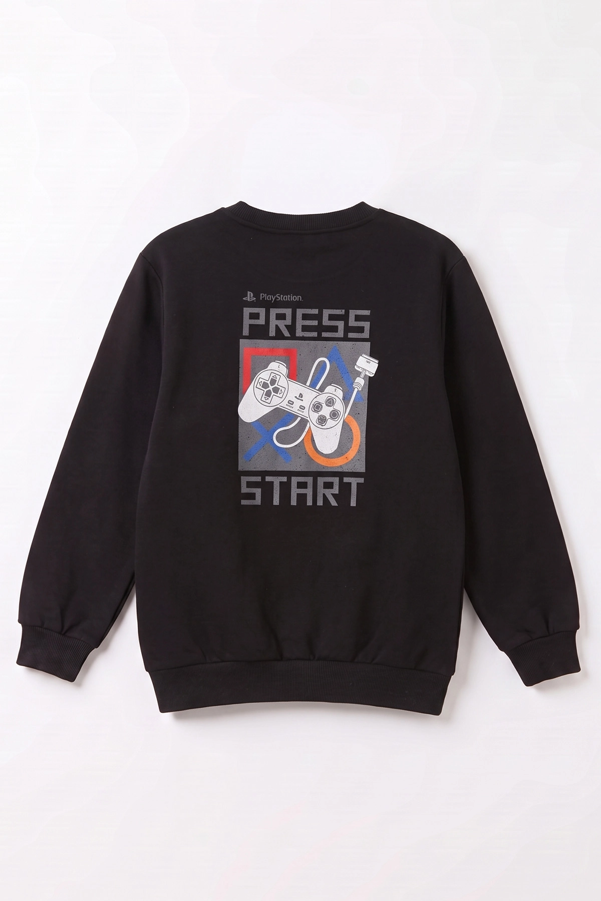 Siyah (4-12 Yaş) Press Start Baskılı 2 İp Erkek Çocuk Sweatshirt 493691