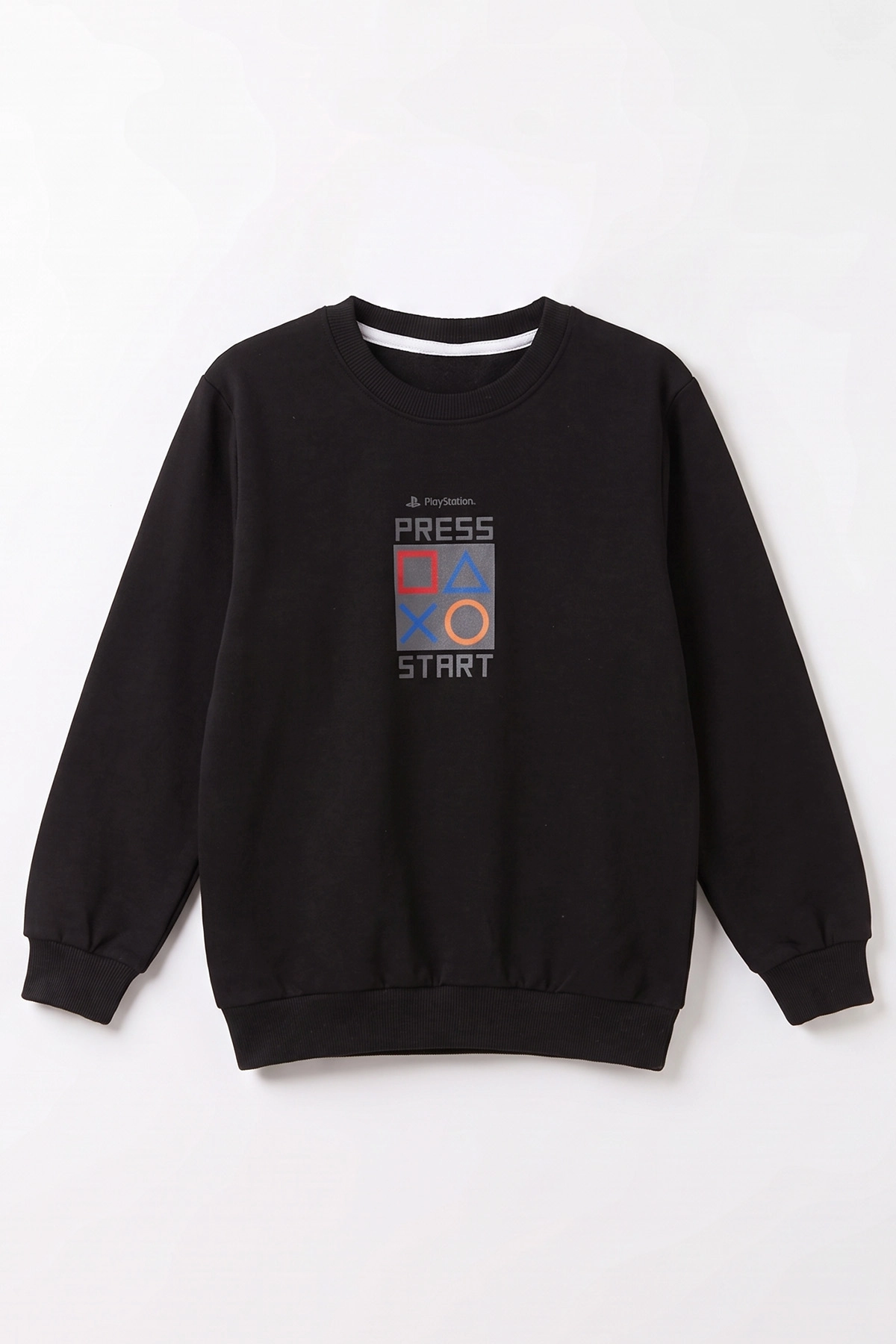 Siyah (4-12 Yaş) Press Start Baskılı 2 İp Erkek Çocuk Sweatshirt 493691