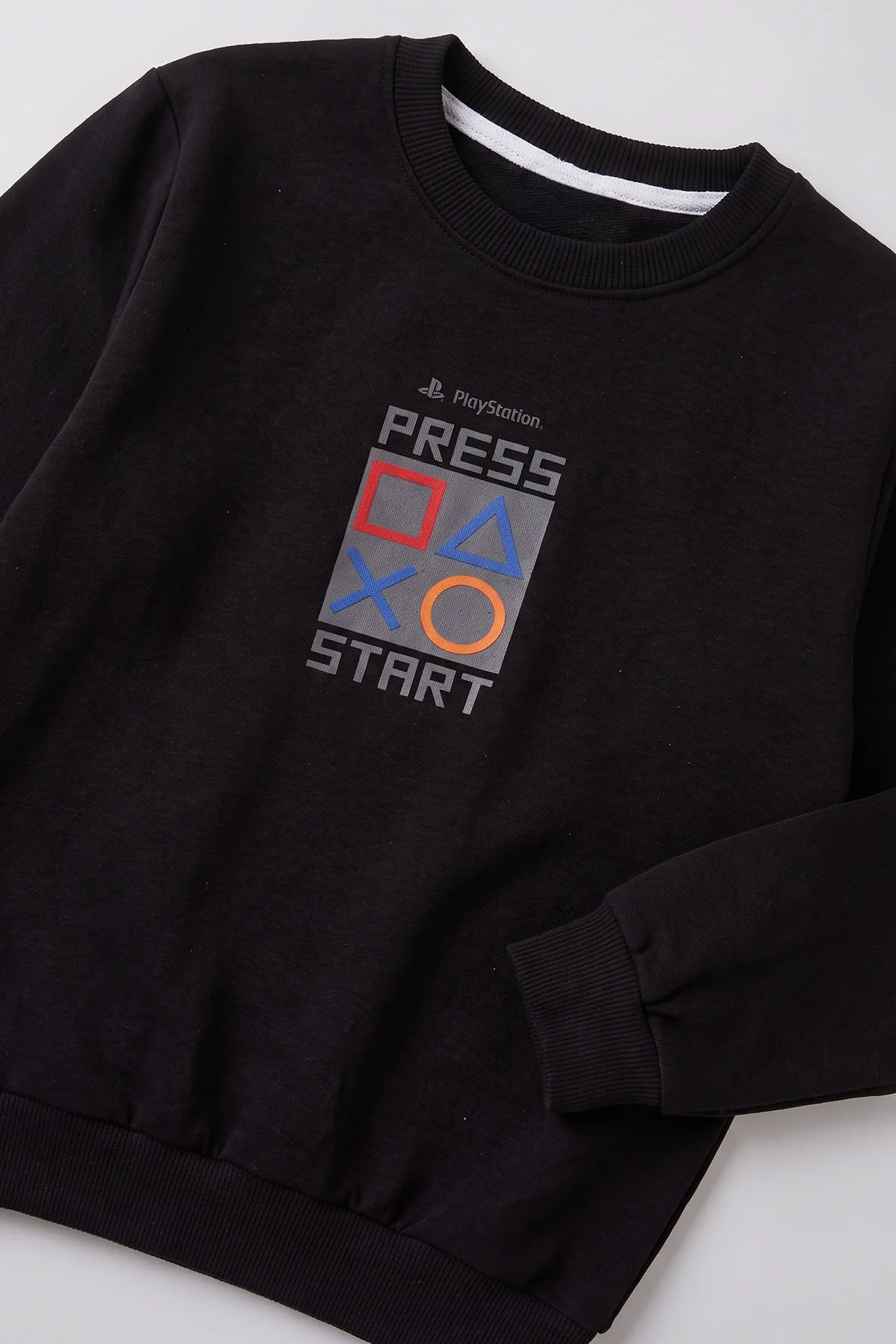Siyah (4-12 Yaş) Press Start Baskılı 2 İp Erkek Çocuk Sweatshirt 493691