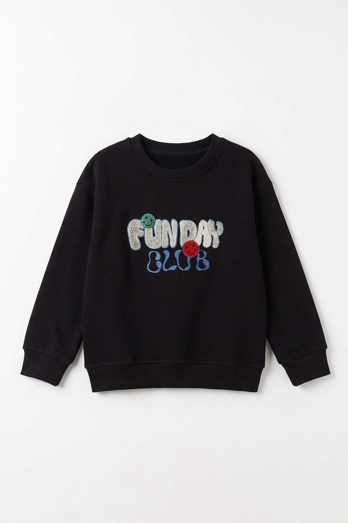 Siyah (4-12 Yaş) Süzene Nakışlı İçi Şardonlu Erkek Çocuk Sweatshirt 495863