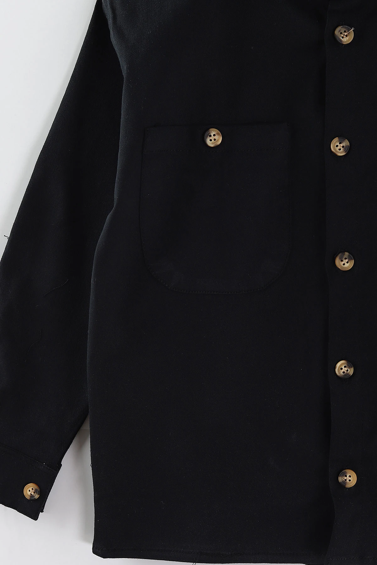 Siyah (4-13 Yaş)  Çift Cepli Oversize Kalıp Erkek Çocuk Gabardin Gömlek 442184