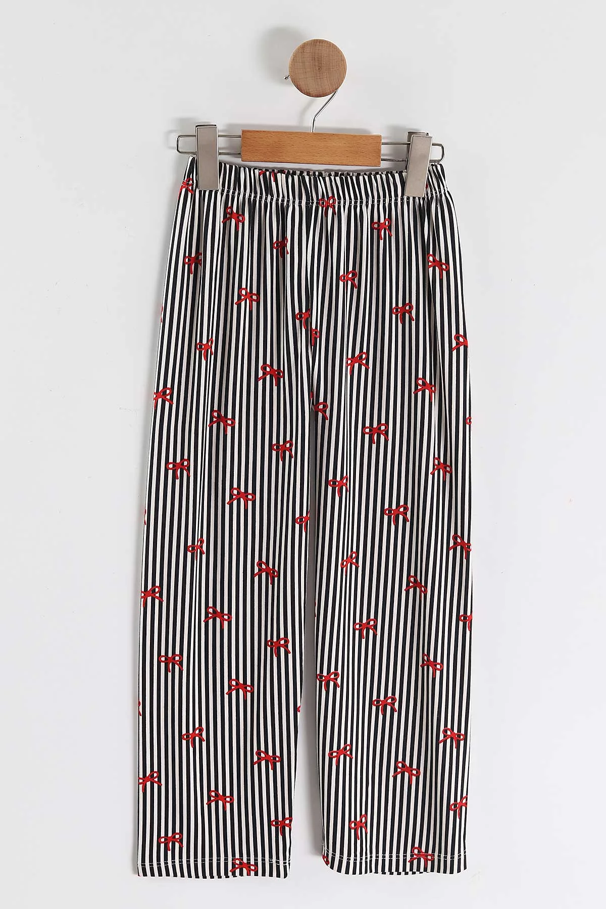 Siyah (4-16 Yaş) Fiyonk Desenli Kız Çocuk Pijama Takım 466328