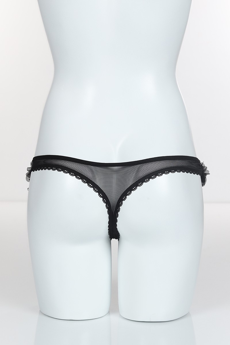 Siyah 4064 Komple Tül Paçalar Çiçekli Tanga 101762