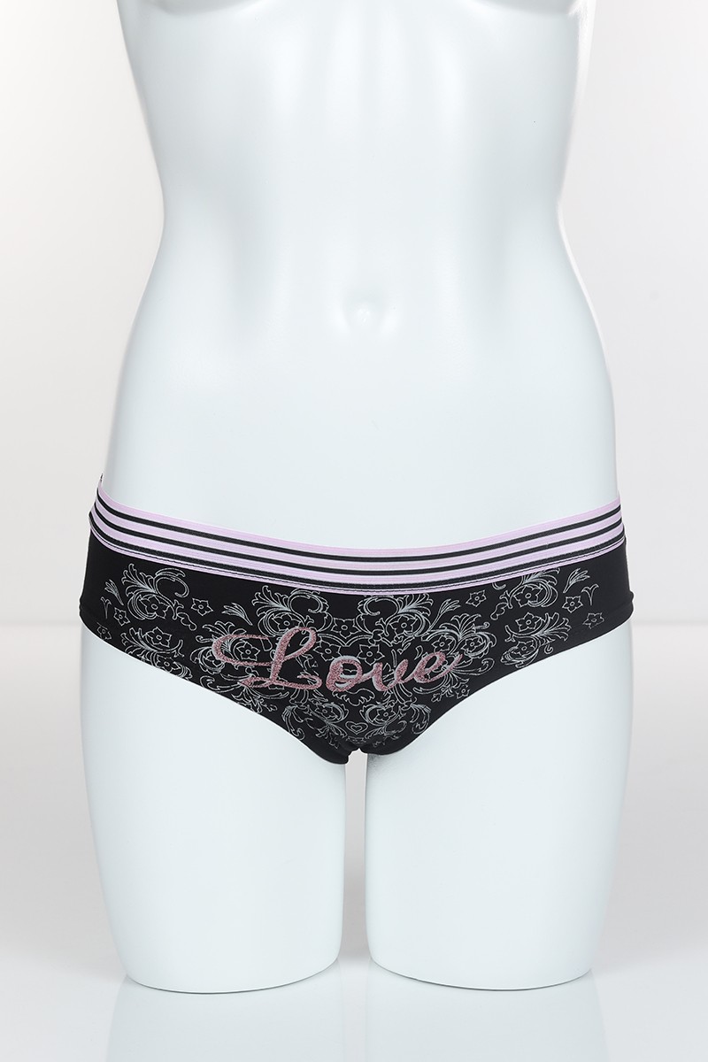 Siyah 4317 Hip Boxer Pamuk Love Baskılı Külot 102251
