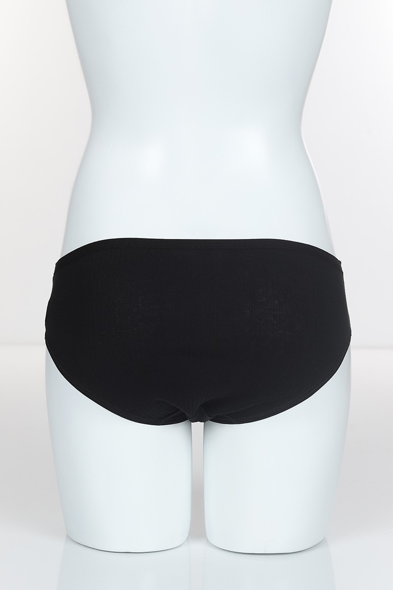 Siyah 4347 Bikini Ön Bel Şerit Bant Alt ve Arka Ribana Pamuk Külot 102291