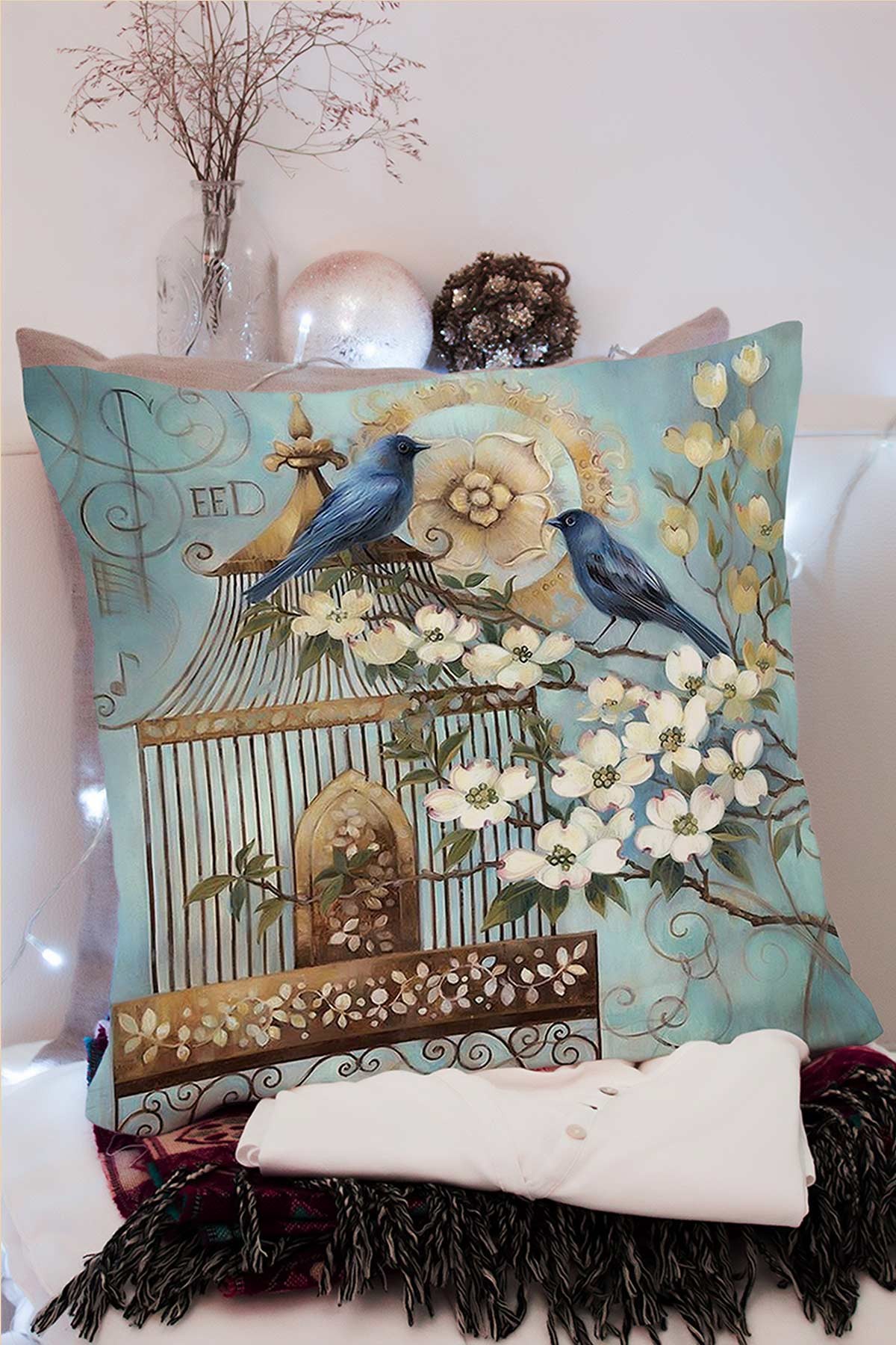 43x43cm Çift Taraflı Dijital Baskılı Dekoratif Modern Yastık Kırlent Kılıfı 218944