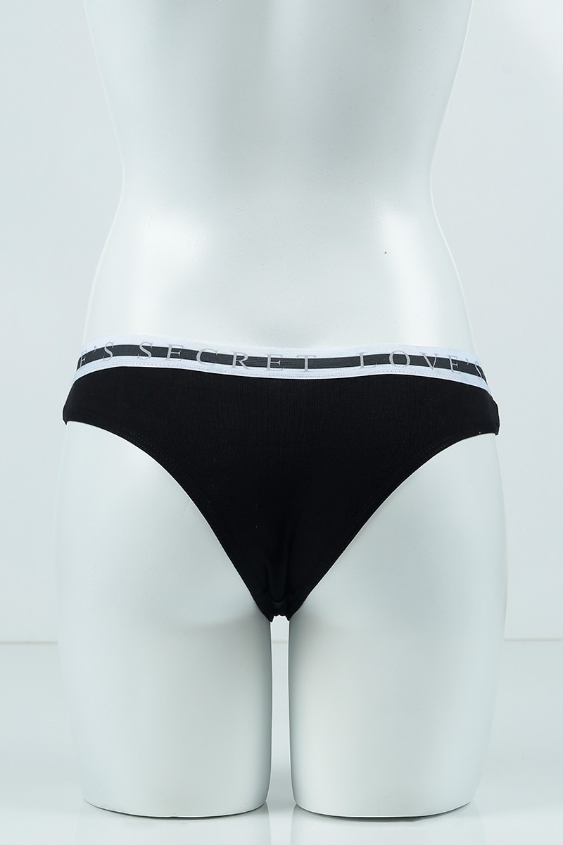 Siyah 4405 Brazilian Bikini Ribana Bel Baskılı Lastikli Külot 99869