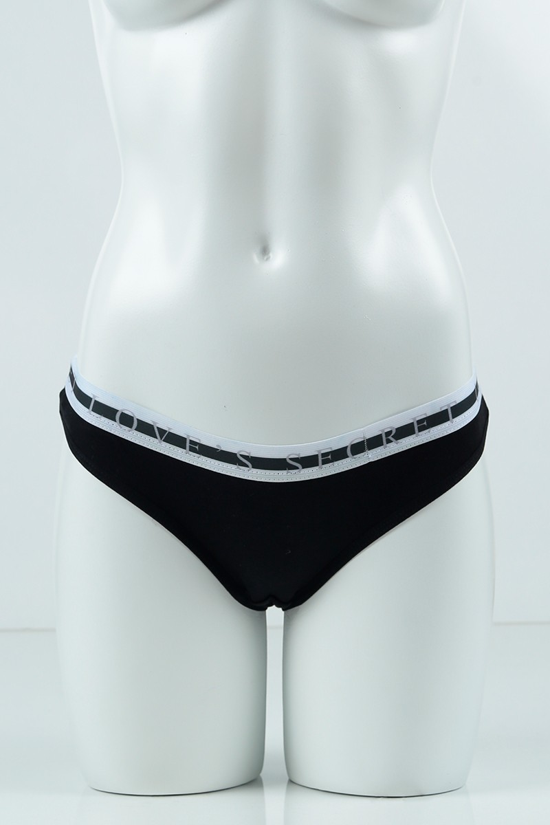 Siyah 4405 Brazilian Bikini Ribana Bel Baskılı Lastikli Külot 99869