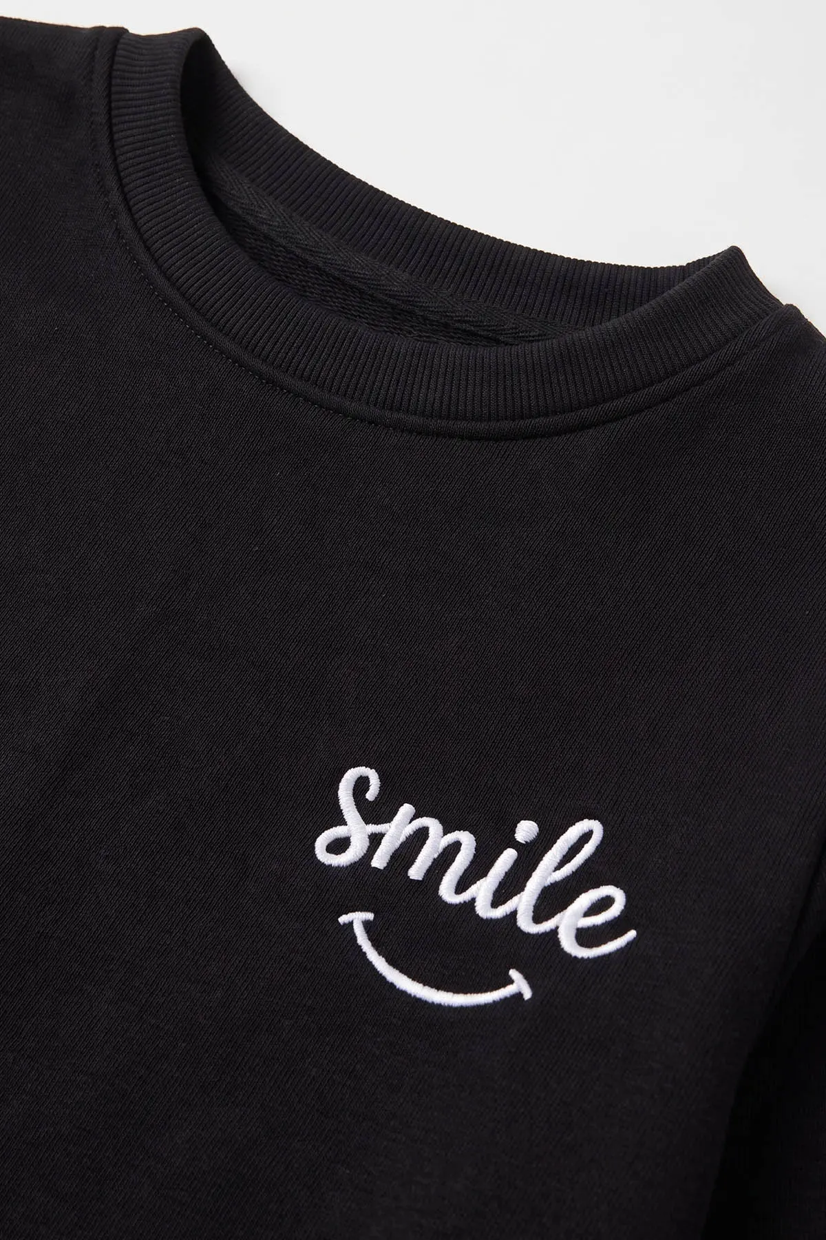 Siyah (5-10 Yaş) Smile Nakışlı Stoperli Oysho Kız Çocuk Takım 482256