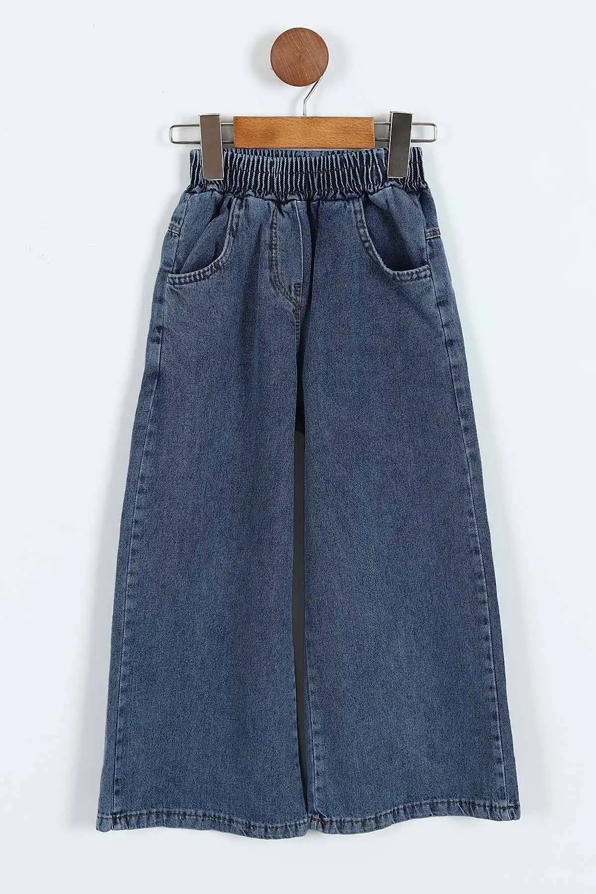 Siyah (5-10 Yaş)Gül Aksesuar   Sweatli Bol Paça Kot Pantolonlu Kız Çocuk 2'li Takım 416410
