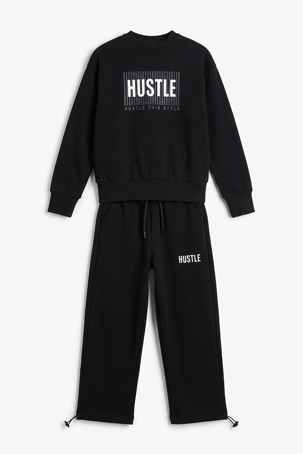 Siyah (5-10 Yaş)Hustle Kabartma Baskılı Oysho Erkek Çocuk Takım 497525