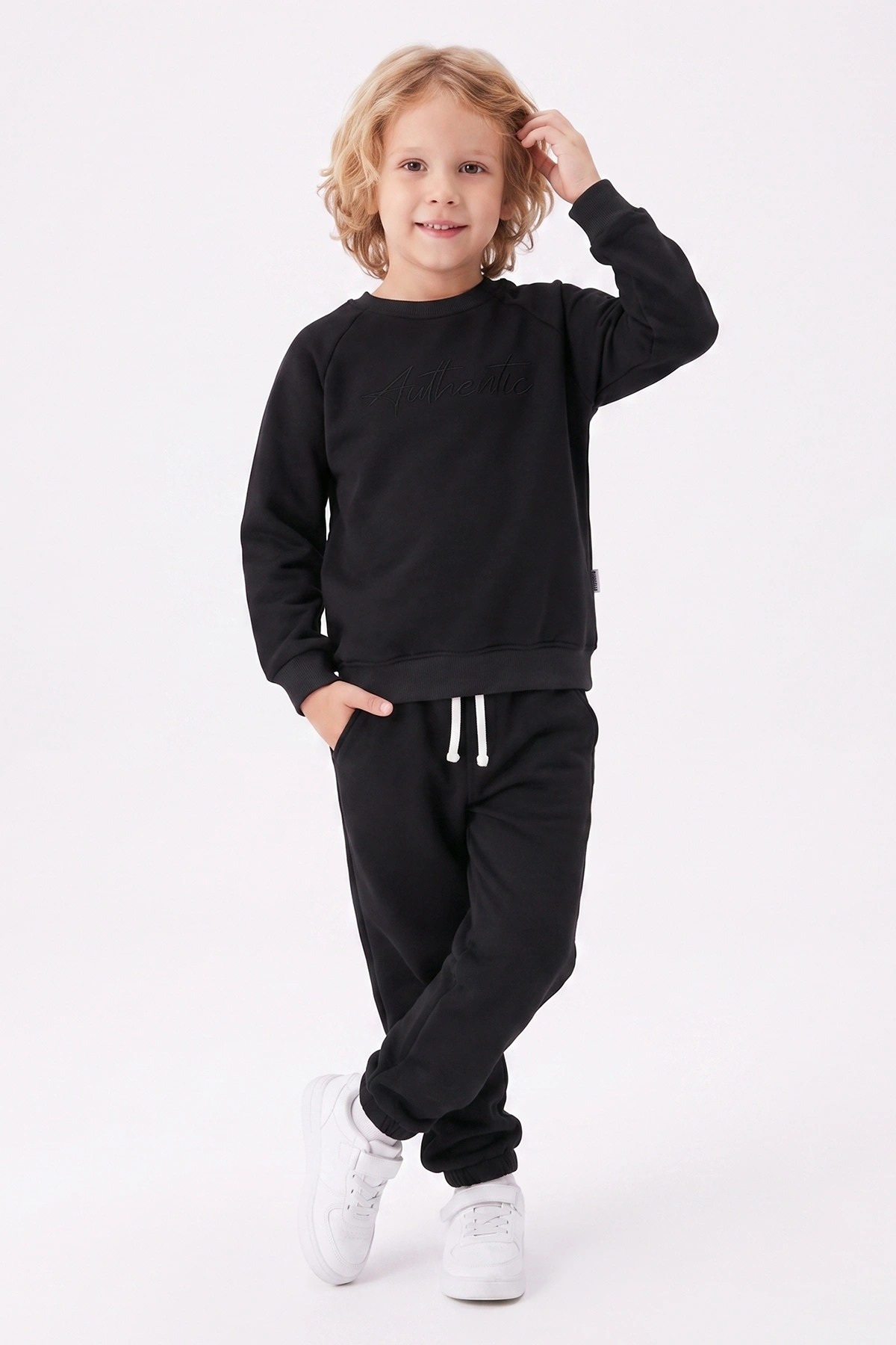 Siyah (5-12 Yaş) Authentic Nakışlı 3 İp Şardonlu Erkek Çocuk Kışlık Takım 483531
