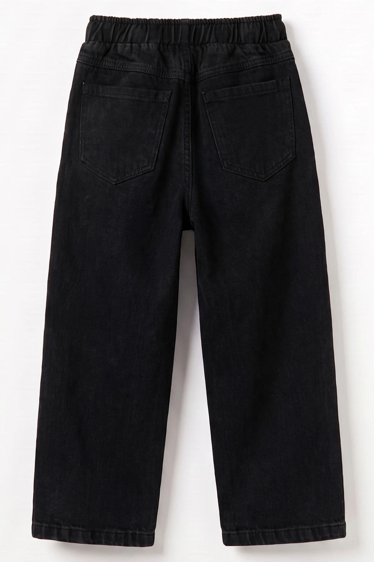 Siyah (5-12 Yaş) Baggy Belden Bağlamalı Erkek Çocuk Kot Pantolon 490862