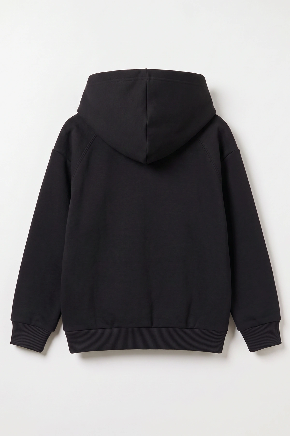 Siyah (5-12 Yaş) Baskısız Fermuarlı Kapüşonlu 3 ip Şardonlu Erkek Çocuk Sweatshirt 483571