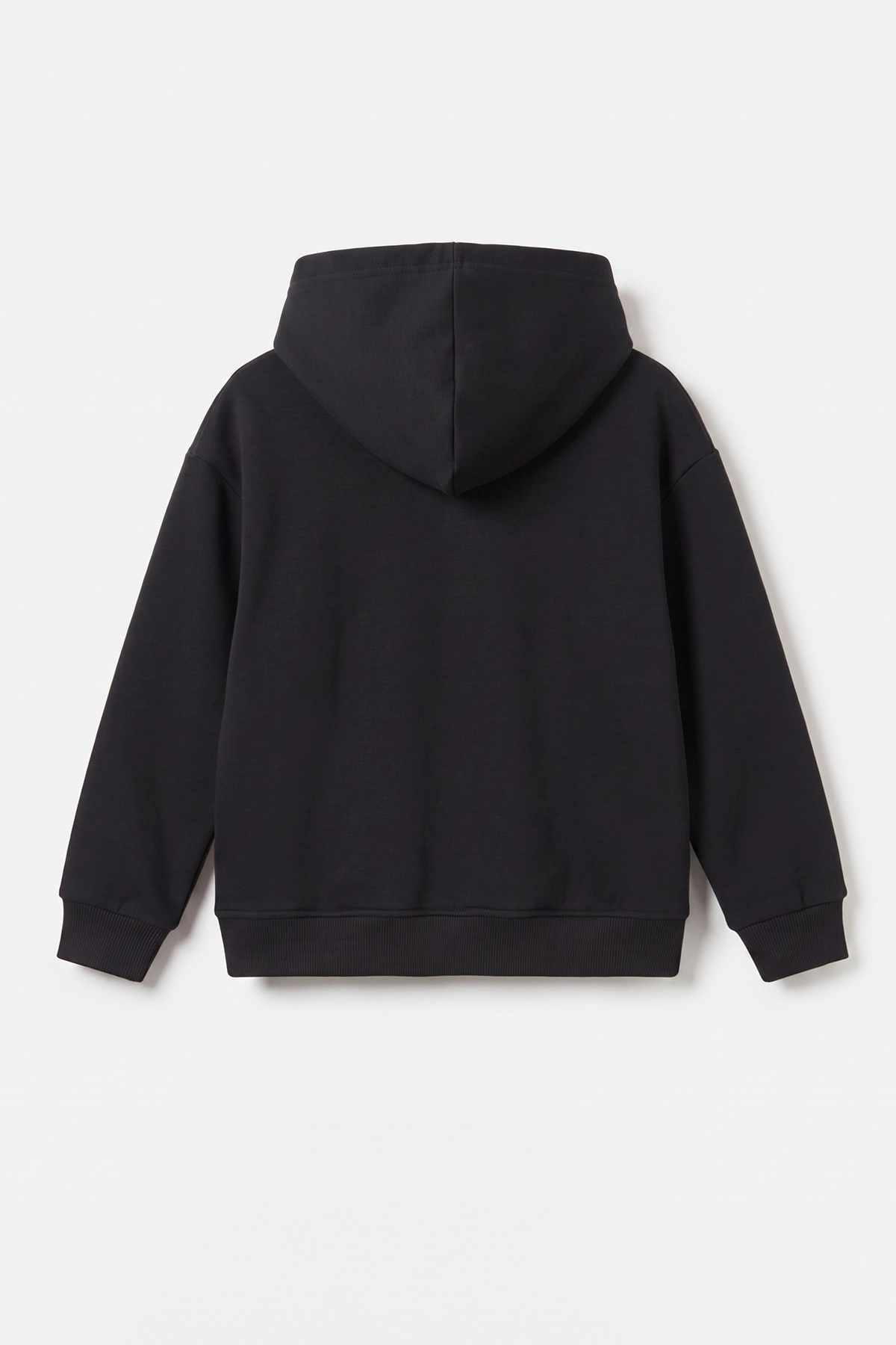Siyah (5-12 Yaş) Baskısız Kapüşonlu 3 İp Şardonlu Erkek Çocuk Sweatshirt 481758