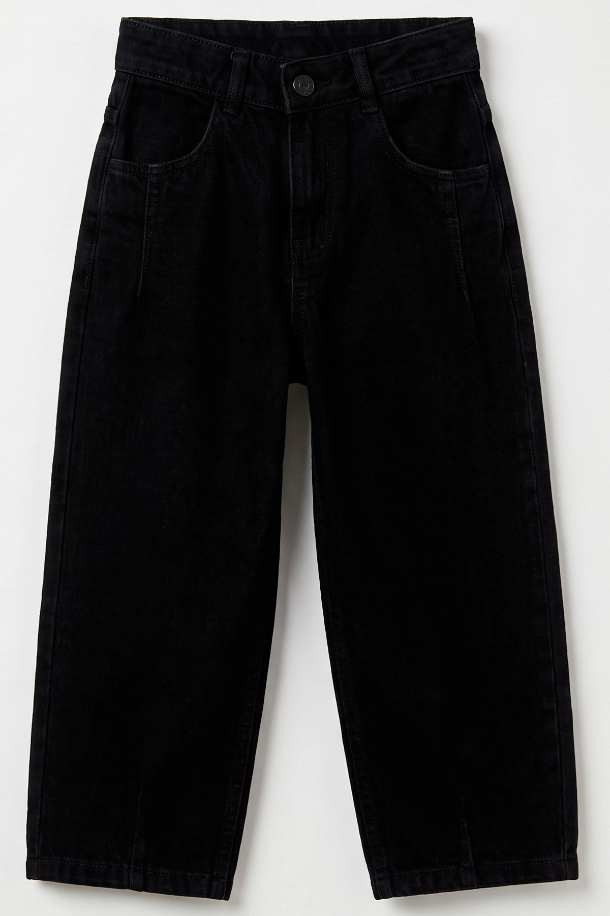 Siyah (5-12 Yaş) Pensli  Baggy    Erkek  Çocuk Kot Pantolon 490867
