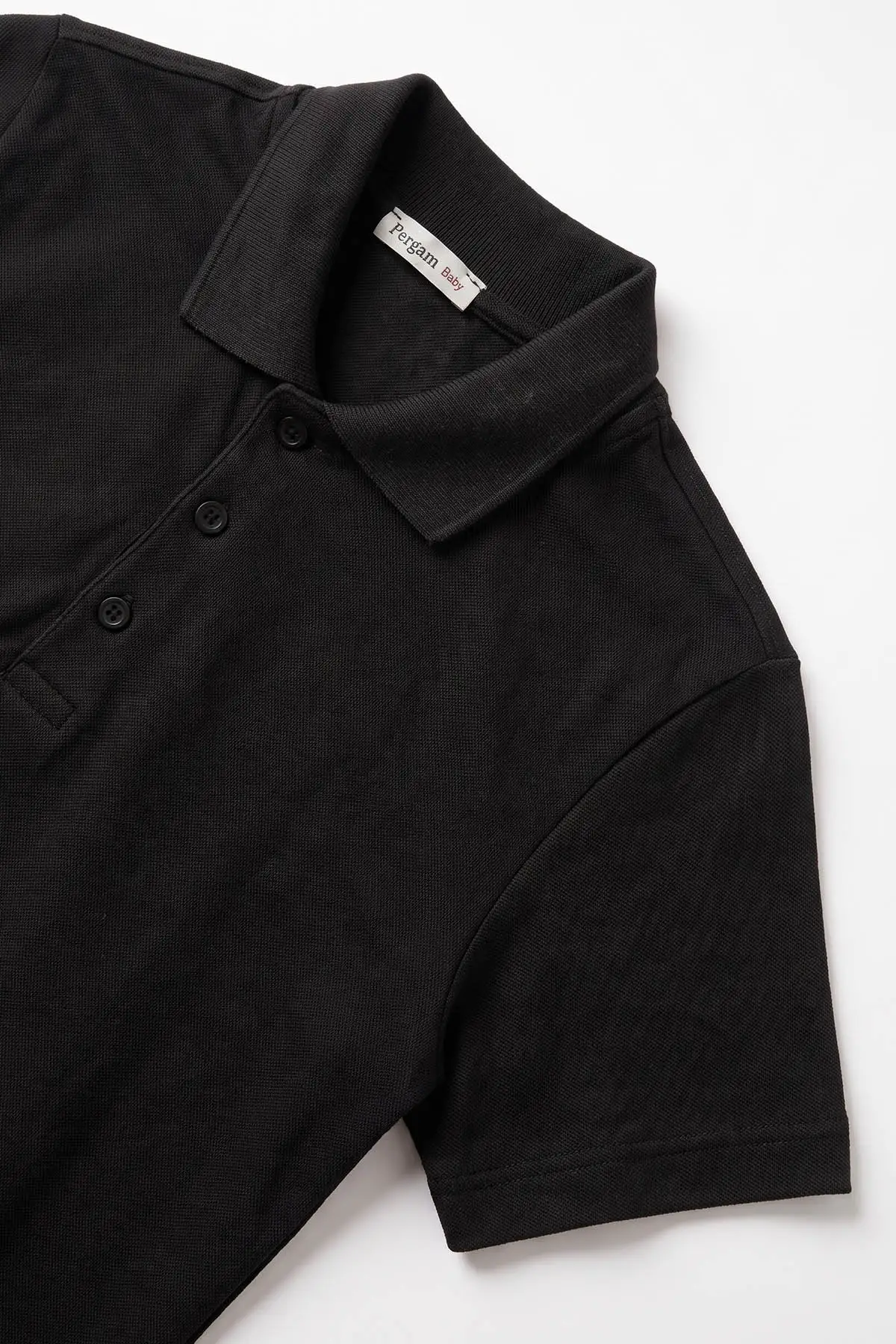 Siyah (5-13 Yaş) Kısa Kol Polo Yaka Unisex Çocuk Okul Tişörtü 480883