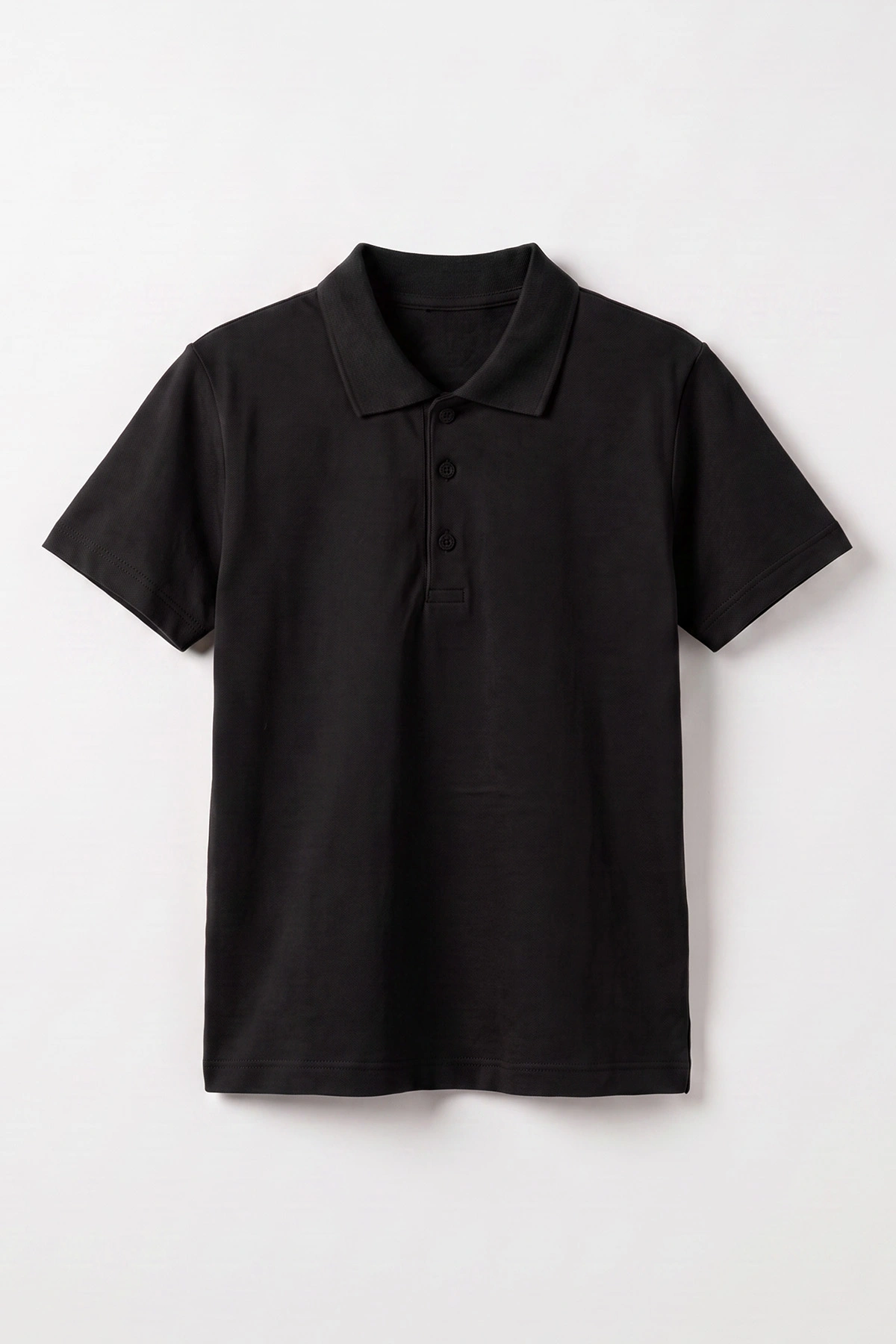 Siyah (5-13 Yaş) Kısa Kol Polo Yaka Unisex Çocuk Okul Tişörtü 480883