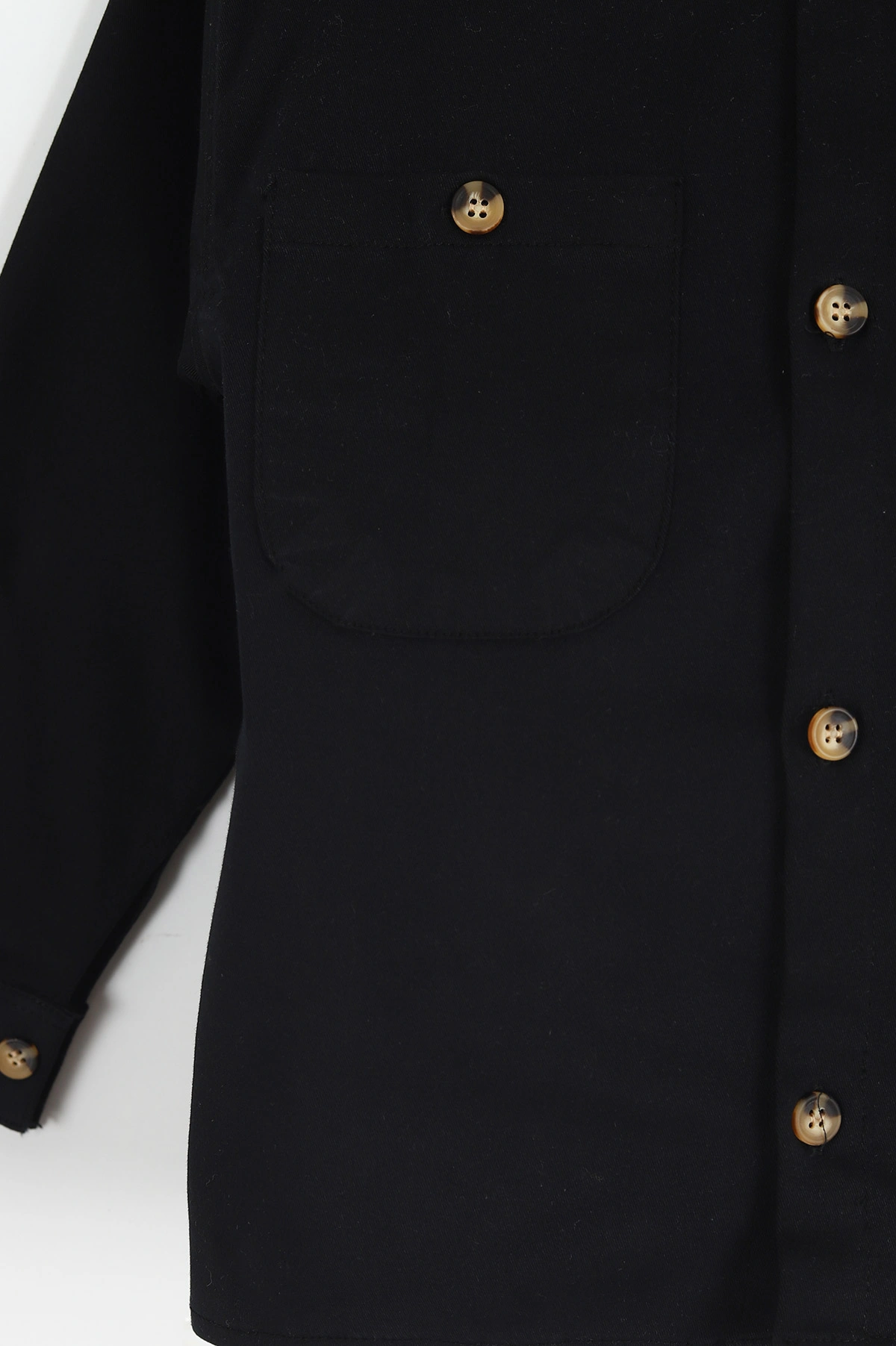 Siyah (5-14 Yaş) Çift Cepli Oversize Kalıp Erkek Çocuk Gabardin Gömlek 427470