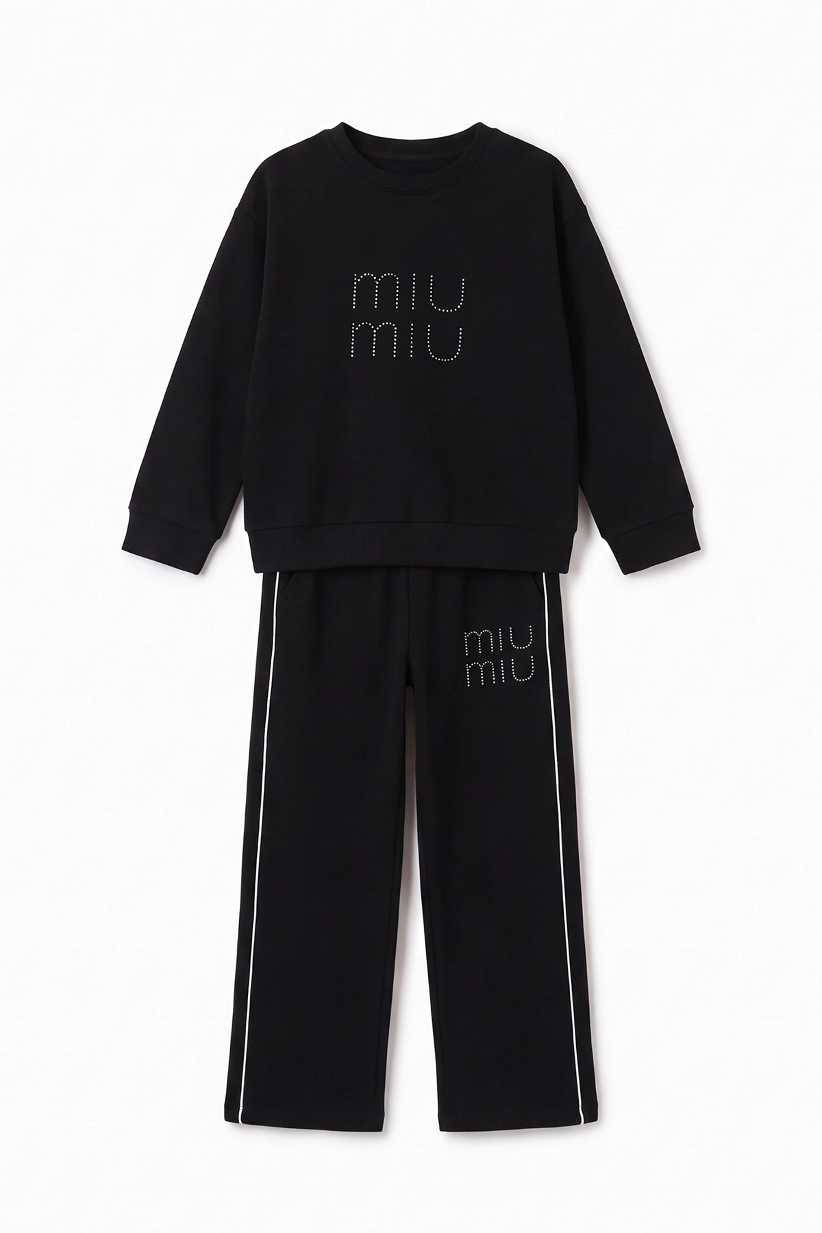 Siyah (5-15 Yaş) Miu Miu Taş Baskılı Oysho Kız Çocuk Takım 497696