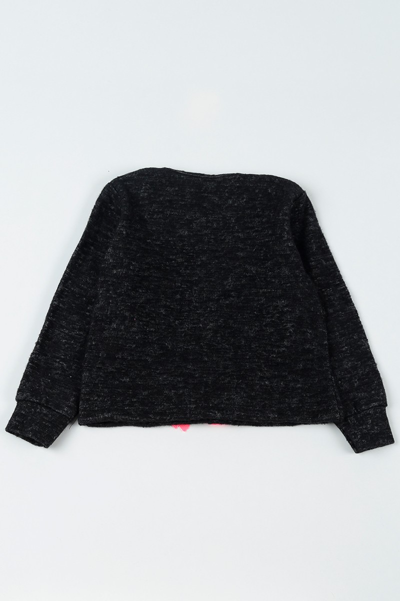 Siyah (5-8 Yaş) Girl Baskılı Dışı Yumoş Kız Çocuk Sweatshirt 92811