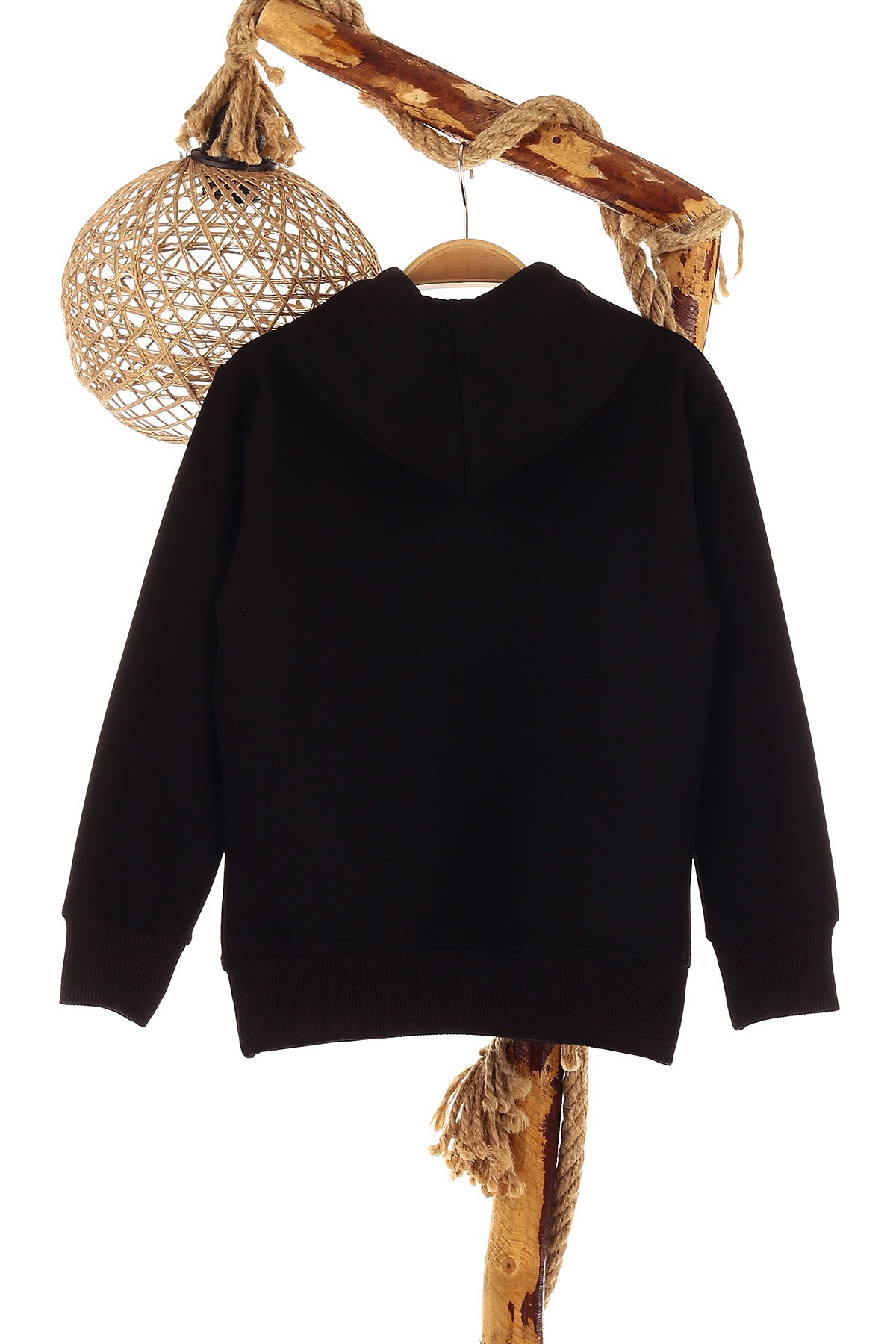 Siyah (5-8 Yaş) Make Baskılı Kapüşonlu Erkek Çocuk Sweat 152689