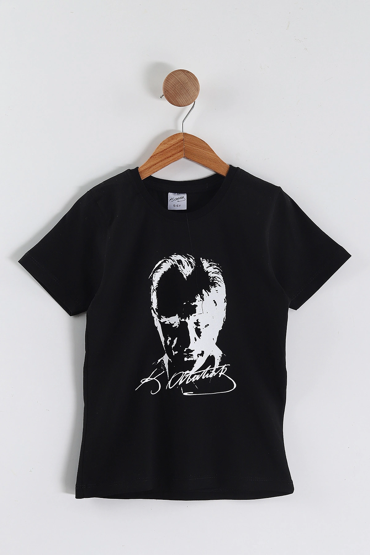 Siyah (5-9 Yaş) Atatürk  Baskılı Süprem Unisex Çocuk Tişört 442941