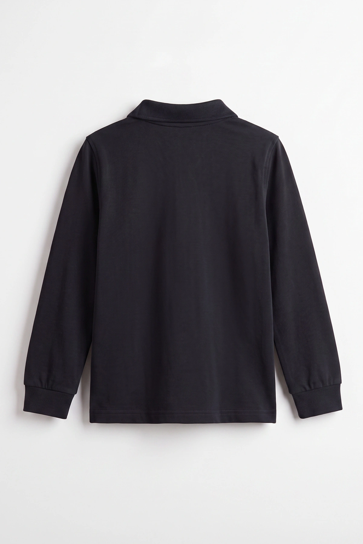Siyah (5-13Yaş) Uzun Kol Polo Yaka Unisex Çocuk Okul Sweatshirt 480897