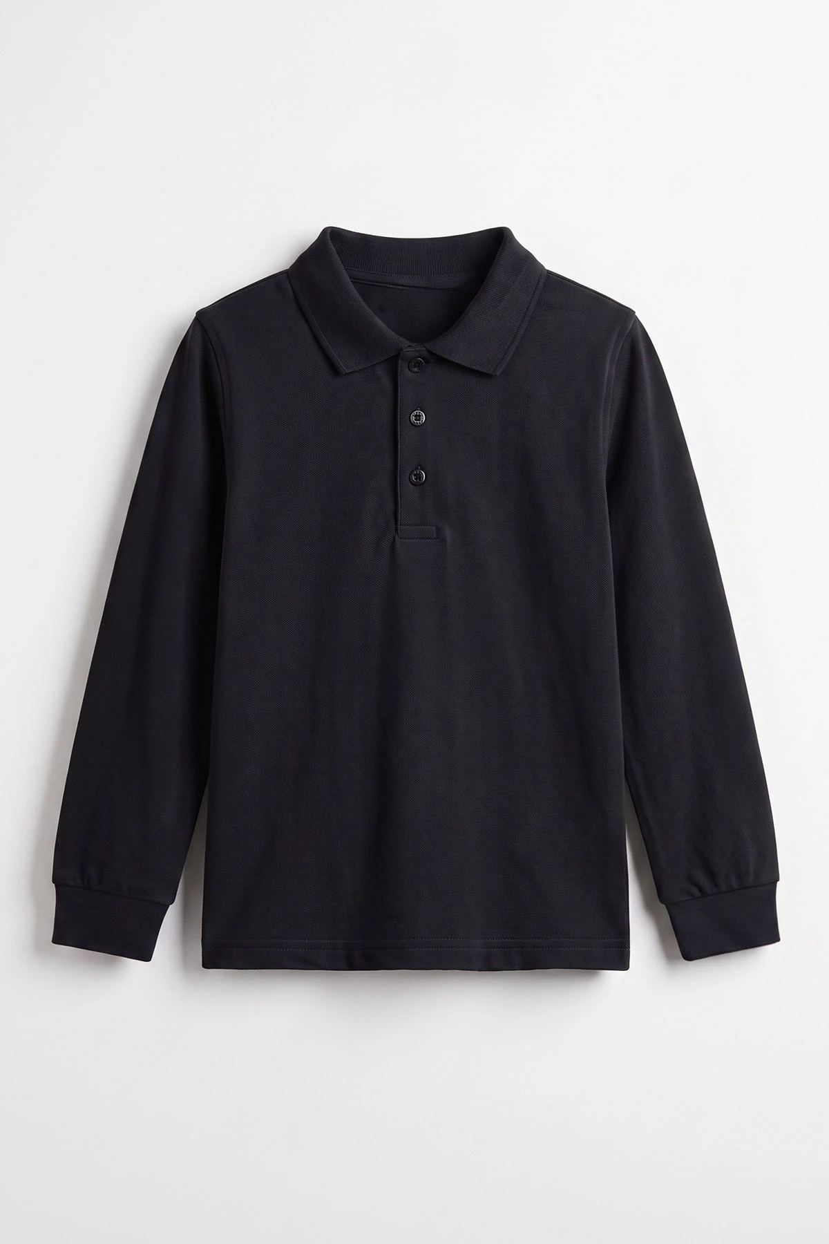 Siyah (5-13Yaş) Uzun Kol Polo Yaka Unisex Çocuk Okul Sweatshirt 480897
