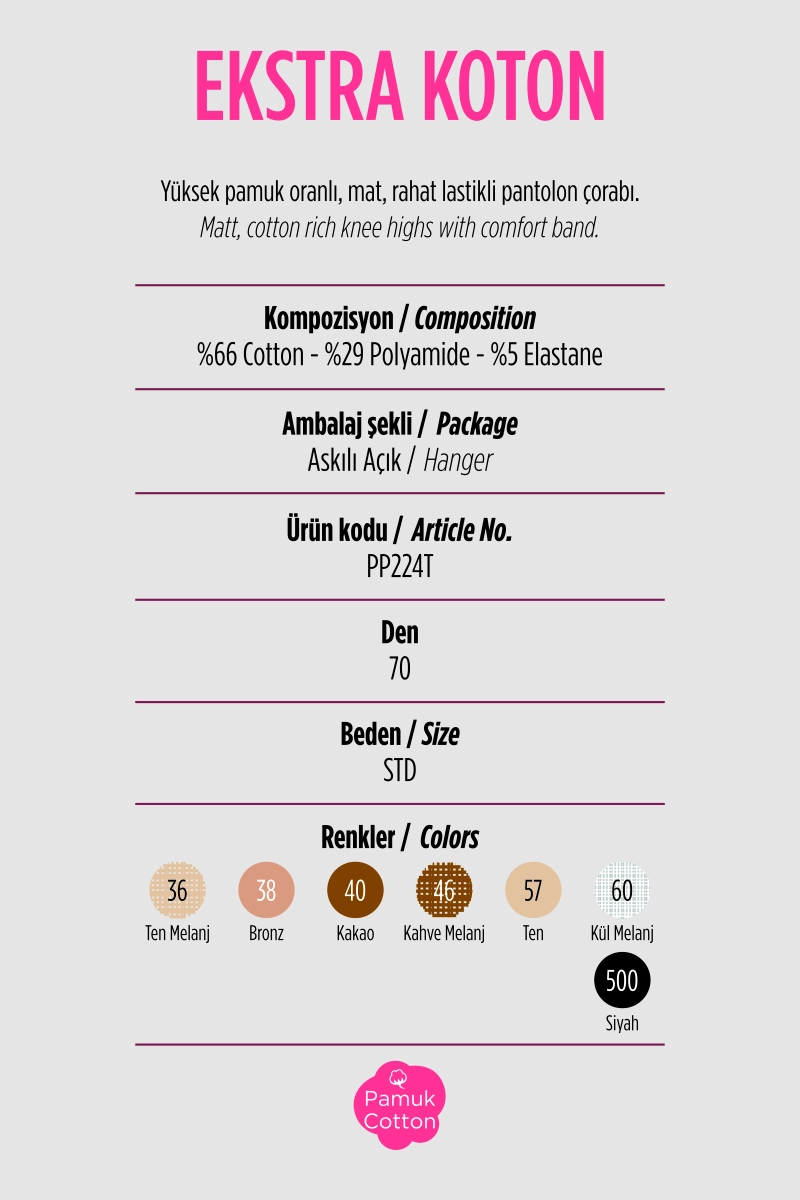 Siyah 500  Penti Ekstra Koton 70 Den Pantolon Çorabı 421229