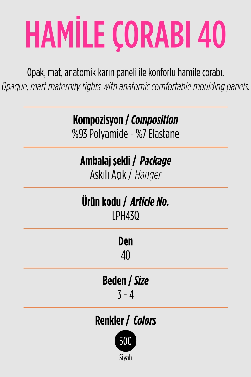 Siyah 500  - Penti Hamile Çorabı 40 Den Kadın Külotlu Çorap 420971