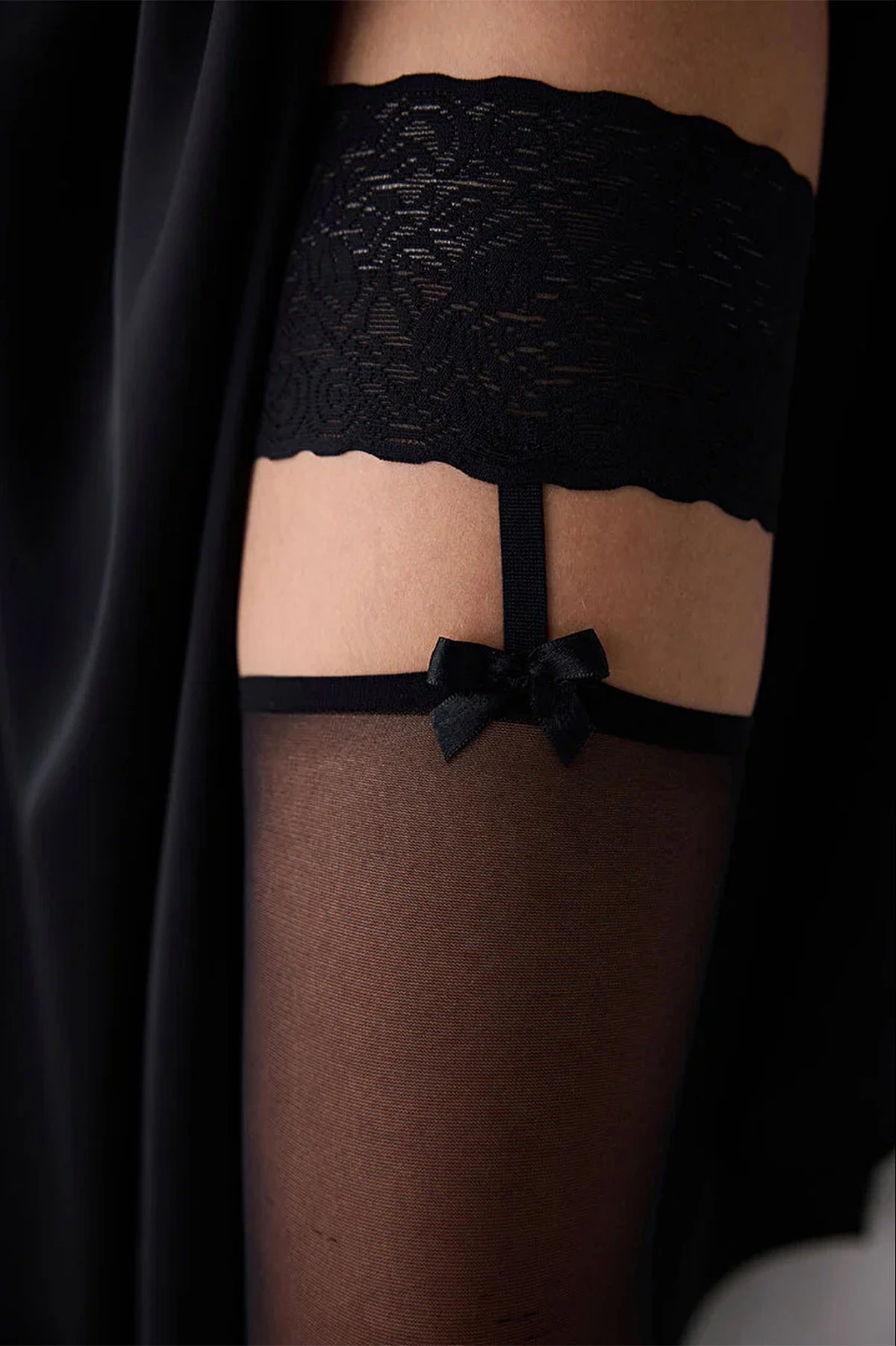Siyah 500 Penti Lace Ribbon 30 Den  Jartiyer Çorabı 421612